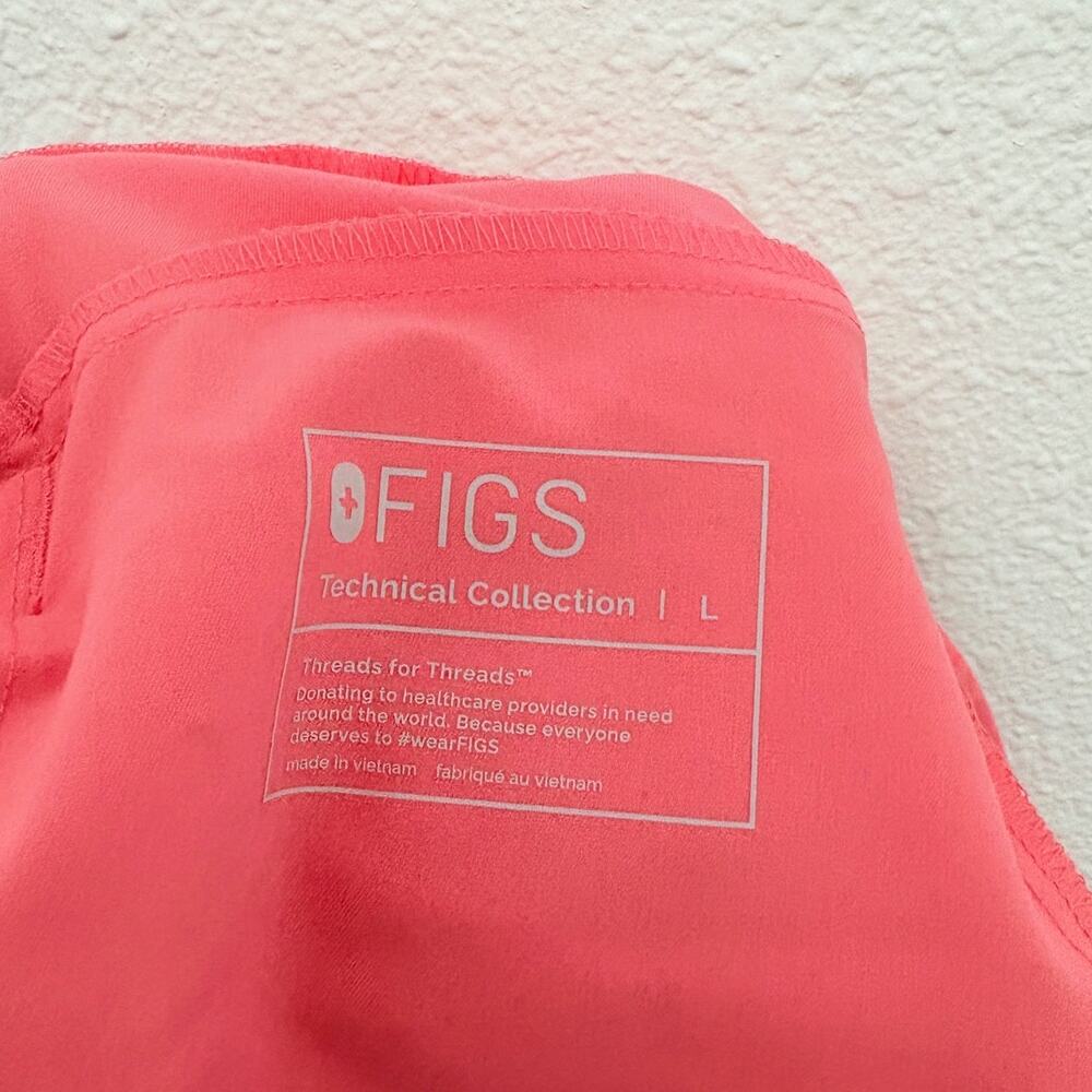 Figs Women's Hot Pink Track Joggers with green Drawstring - Picture 3 of 6